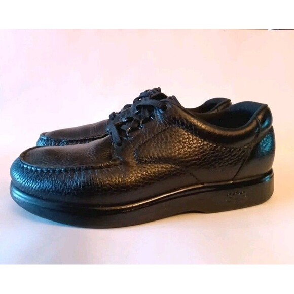 Sas Bout Time Size 9 Black Pebbled Leather Moc Toe Walking Oxfords Comfort Shoes main image 7